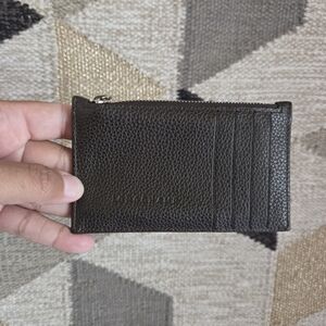 Longchamp  Le Foulonne Leather Card Case Holder Brown